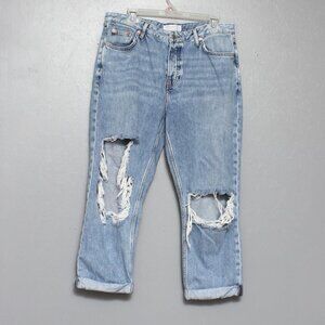Topshop Hayden light wash distressed destroyed bagged denim jeans